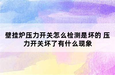 壁挂炉压力开关怎么检测是坏的 压力开关坏了有什么现象